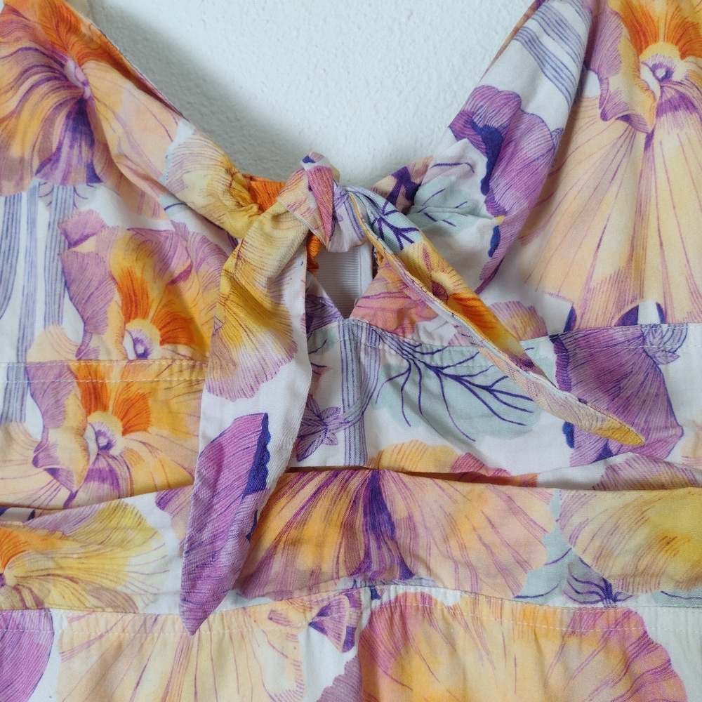 Anthropologie Cecilia Pettersson Floral Tie Front Cotton Sleeveless Midi Dress - Picture 6 of 16